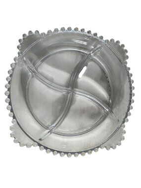 Imperial Glass Candlewick Divided Glass Serving Dish 9 Inches